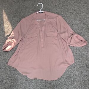 Blush Pink Blouse with Roll-Up Sleeves